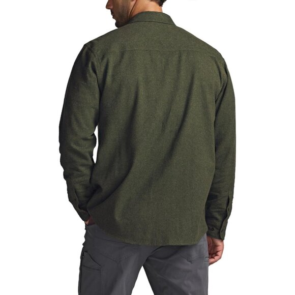 Mens  Hunter Green Mood Cotton Flannel Shirt Long Sleeve Casual Outdoor Plaid - Picture 9 of 9